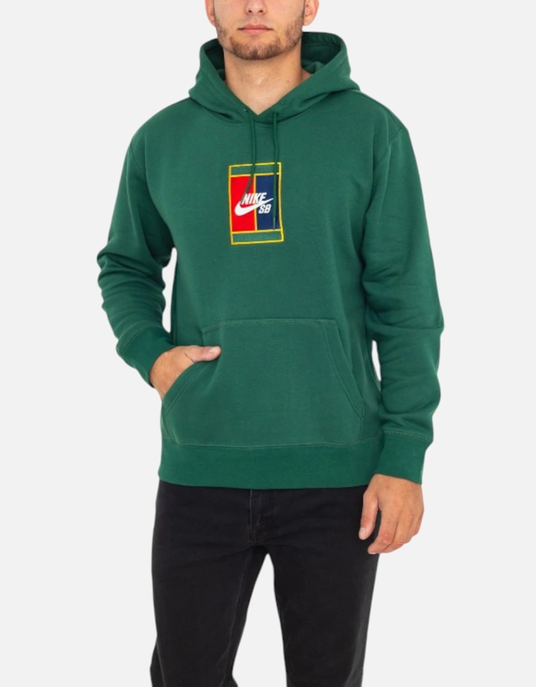 NIKE Mens Fleece Hoodie Green SB Court Logo Casual Hooded Pullover Sweatshirt