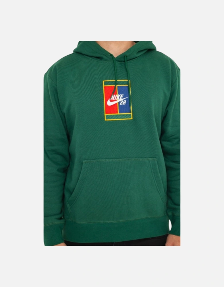 NIKE Mens Fleece Hoodie Green SB Court Logo Casual Hooded Pullover Sweatshirt