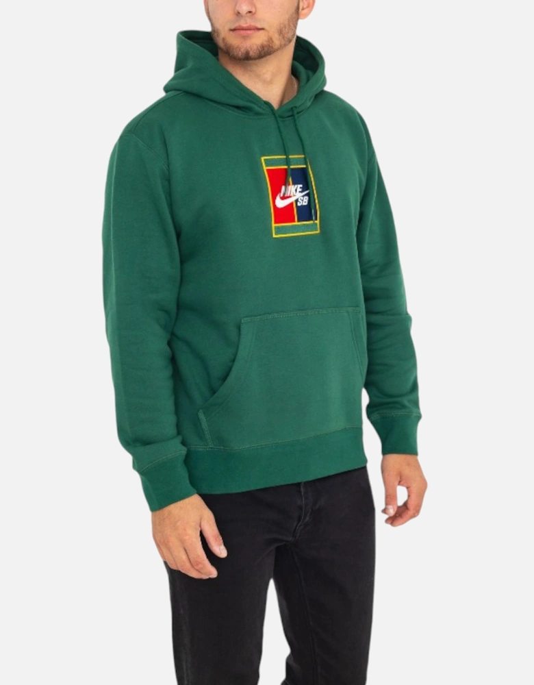 NIKE Mens Fleece Hoodie Green SB Court Logo Casual Hooded Pullover Sweatshirt