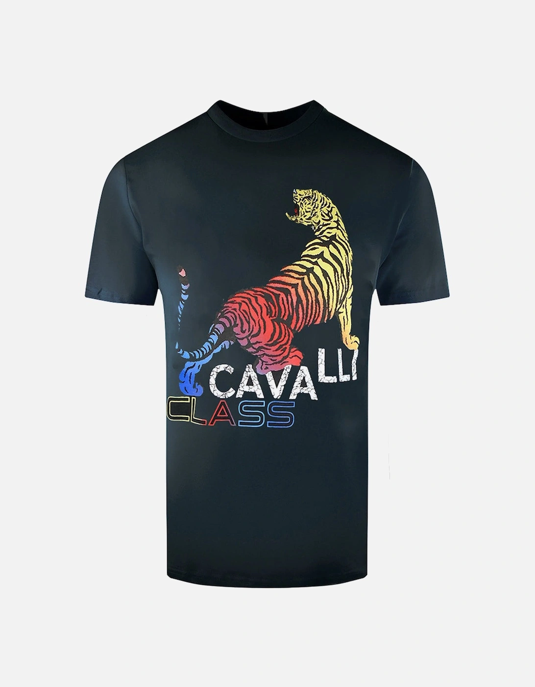 Cavalli Class Peeking Tiger Design Black T Shirt