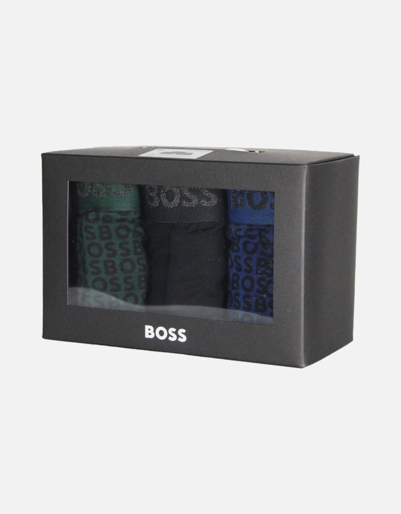 3-Pack Boxer Trunks Gift Set, Black/Navy/Green