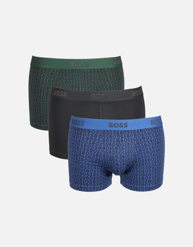 3-Pack Boxer Trunks Gift Set, Black/Navy/Green