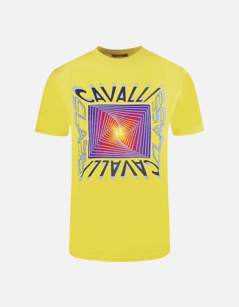 Cavalli Class Asymmetric Box Design Yellow T-Shirt