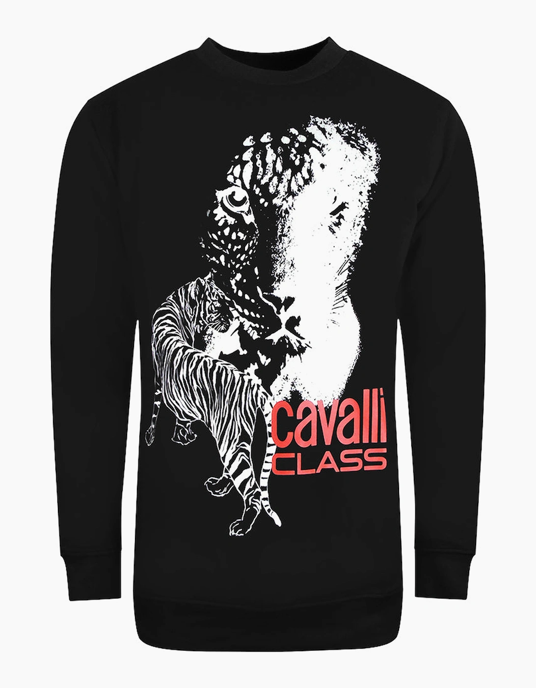 Roberto Cavalli Men's Black Cavalli Class Tiger Logo Design Sweatshirt - : 44/Regular Xxl
