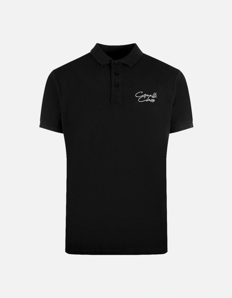 Cavalli Class Signature Logo Black Polo Shirt