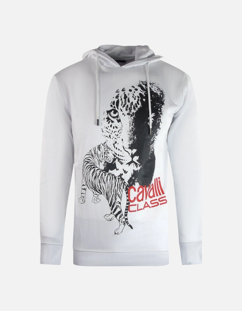 Cavalli Class Large Tiger Logo White Hoodie