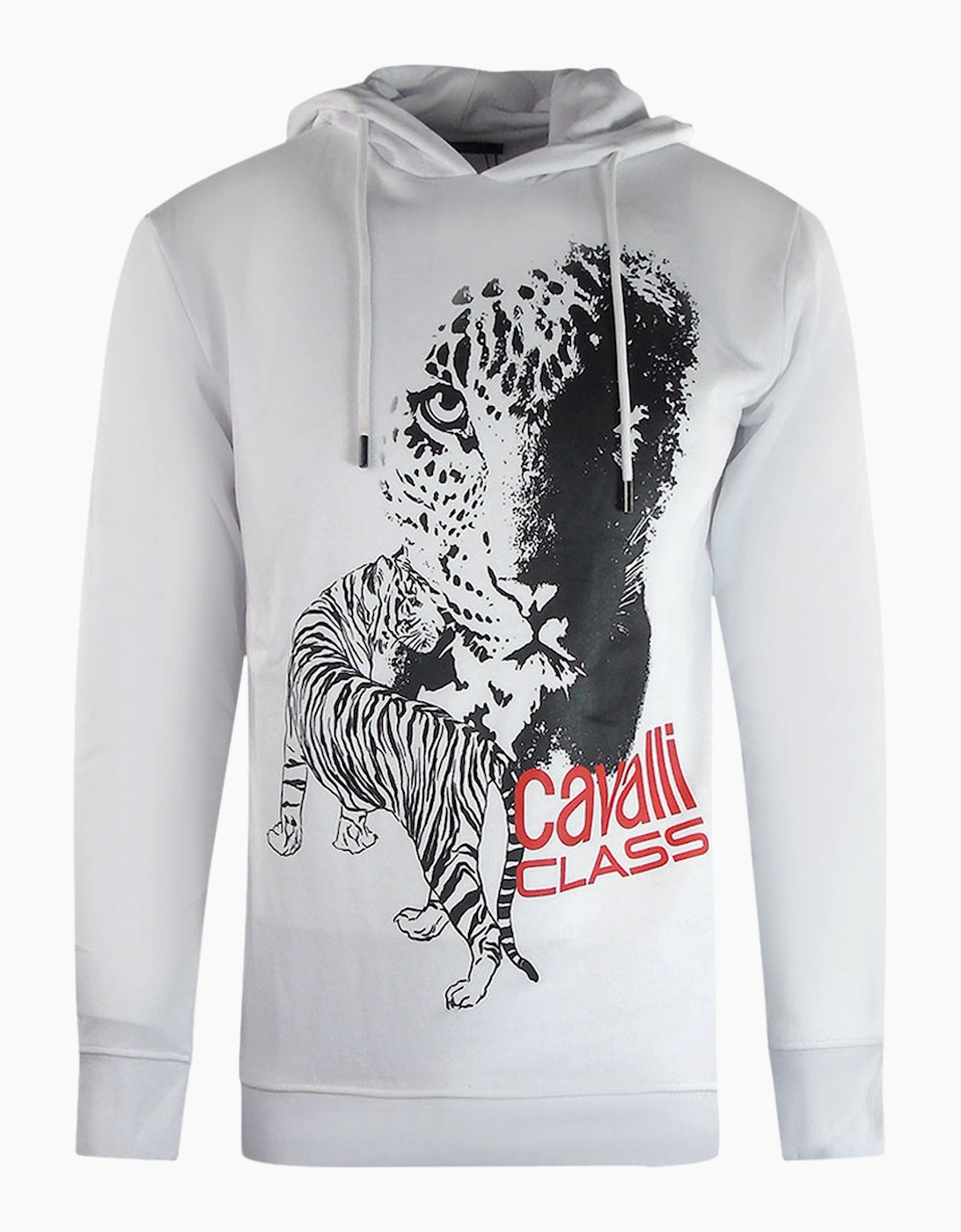 Roberto Cavalli Men's White Cavalli Class Tiger Logo Hoodie - : 44/Regular Xxl
