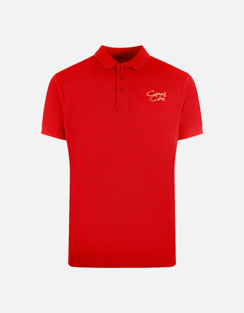 Cavalli Class Signature Logo Red Polo Shirt