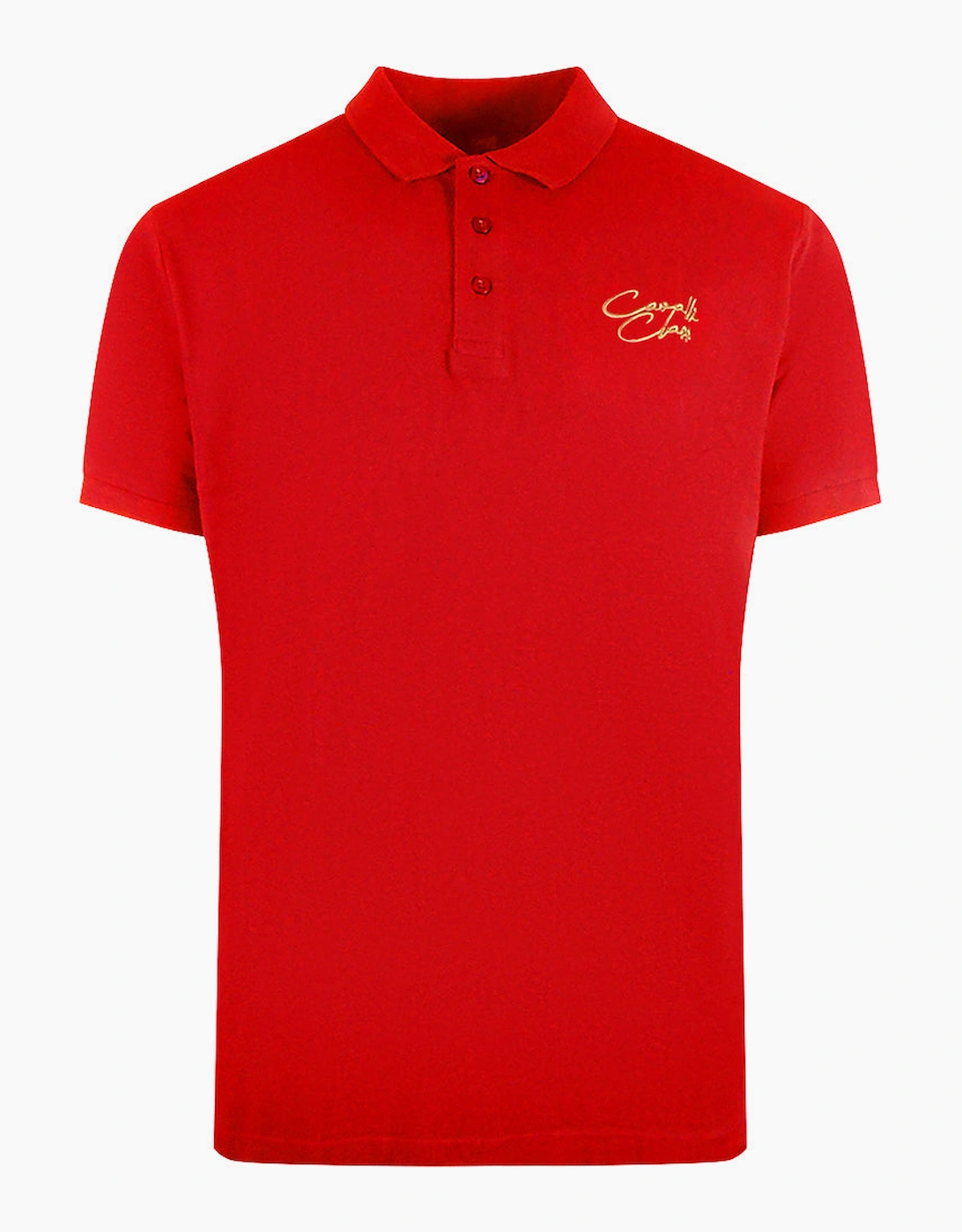 Men's Cavalli Class Signature Logo Red Polo Shirt - Size: 40