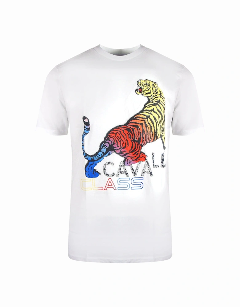 Cavalli Class Bold Tiger Design White T-Shirt