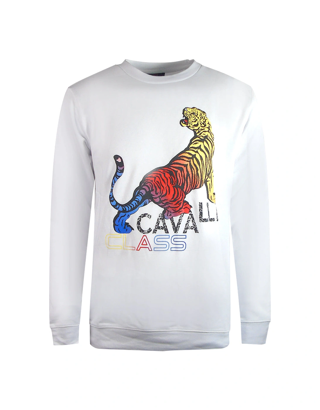Roberto Cavalli Men's White Cavalli Class Bold Tiger Design Sweatshirt - : 44/Regular Xxl