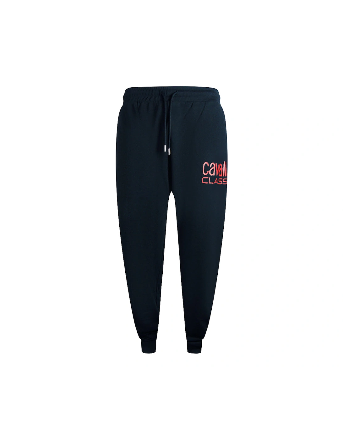 Roberto Cavalli Mens Cavalli Class Bold Red Logo Navy Blue Sweatpants - Black/Black - Size: 39/38/32 - Love the Sales