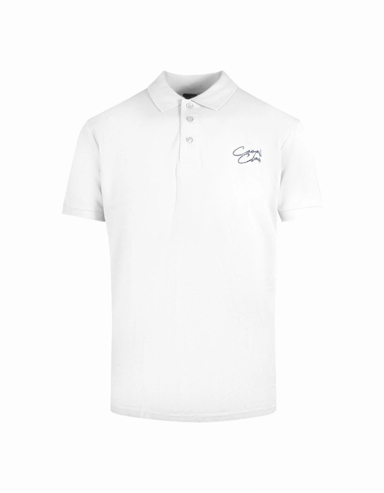 Cavalli Class Signature Logo White Polo Shirt