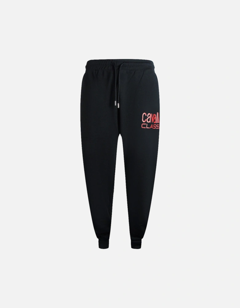 Cavalli Class Bold Red Logo Black Sweatpants