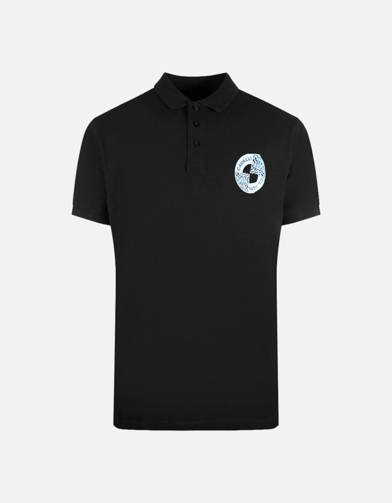 Cavalli Class Circle Logo Black Polo Shirt