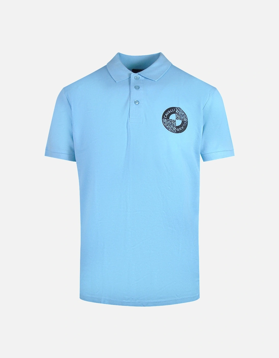 Cavalli Class Circle Logo Light Blue Polo Shirt, 3 of 2