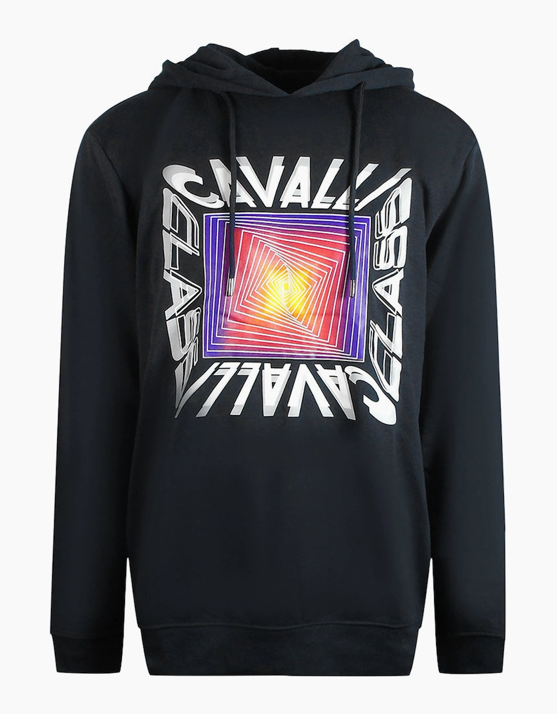 Roberto Cavalli Men's Black Cavalli Class Asymmetric Box Design Hoodie - Size: 44