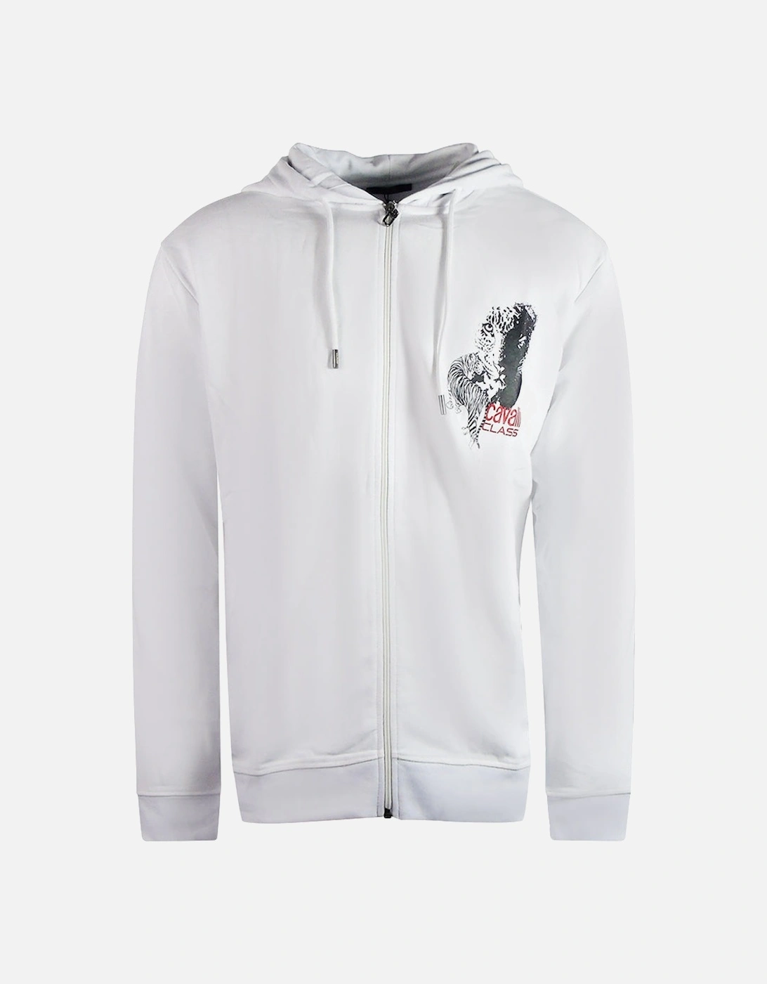 Cavalli Class Large Tiger Design White Zip-Up Hoodie, 2 of 1