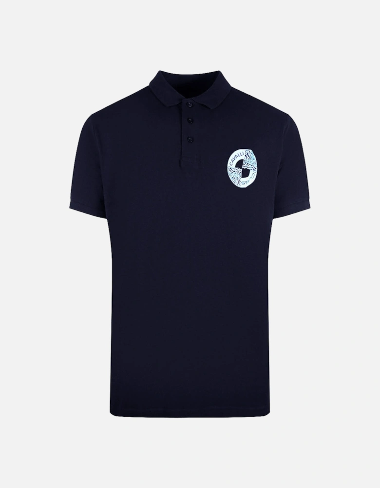 Cavalli Class Circle Logo Navy Blue Polo Shirt