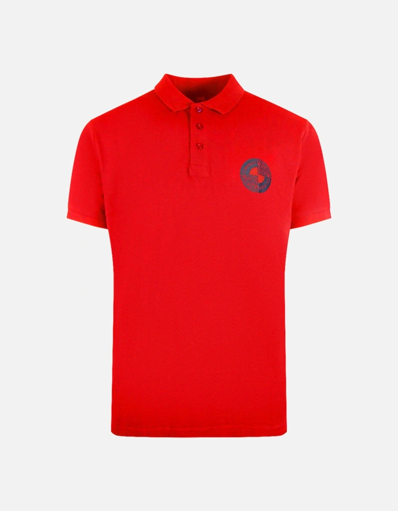 Cavalli Class Circle Logo Red Polo Shirt