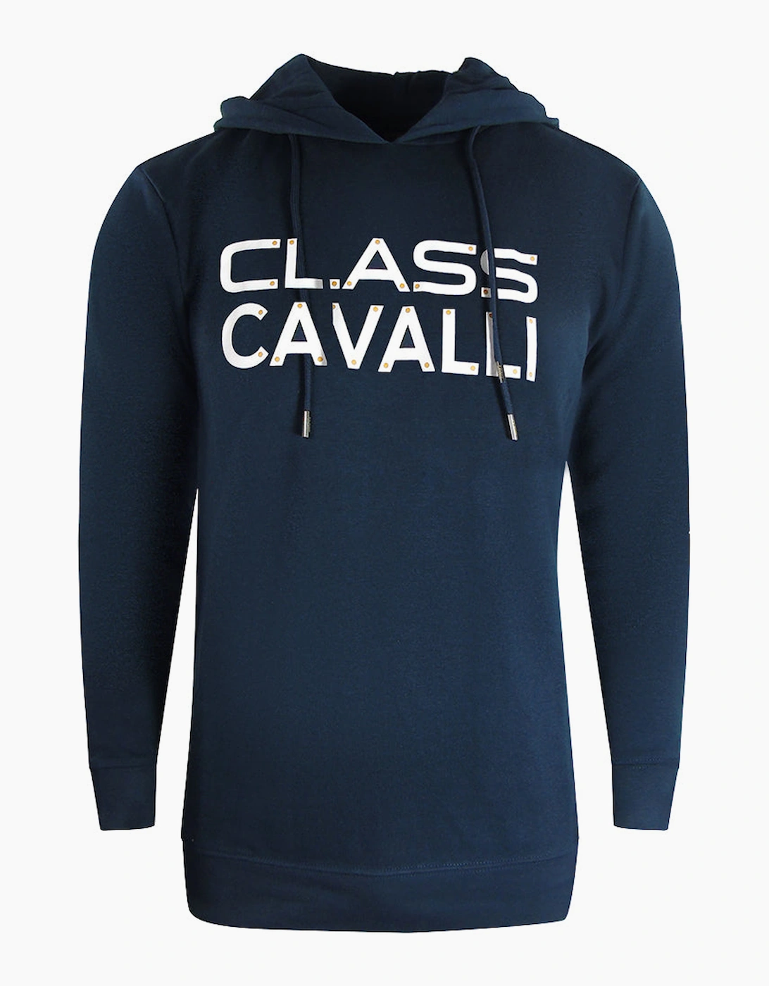Roberto Cavalli Men's Navy Cavalli Class Reverse Logo Blue Hoodie - Size: 44