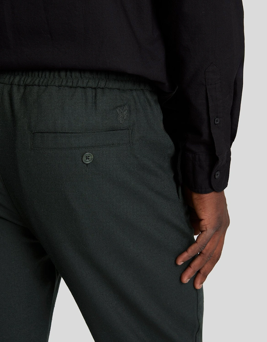 Tonal Eagle Drawstring Flannel Trouser