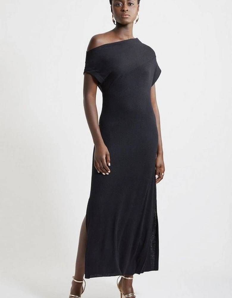 Cashmere Blend One Off The Shoulder Maxi Dress