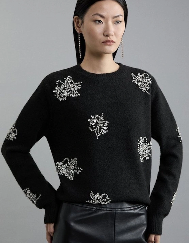 Wool Blend Embellished Cosy Knit Jumper