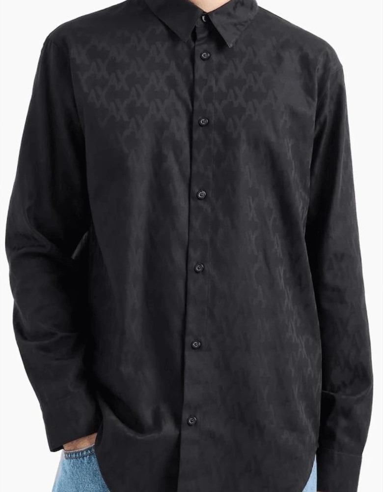 Monogram All Over Logo Black Shirt