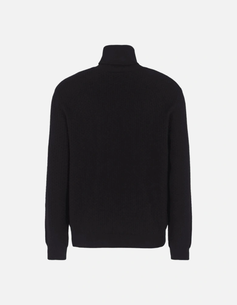 Textured Turtle Neck Black Knitwear Jumper