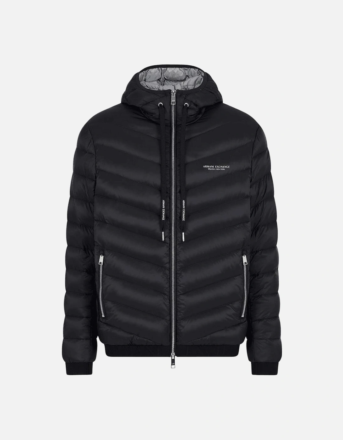 Quilted Milano/New York Logo Black Hooded Jacket, 4 of 3