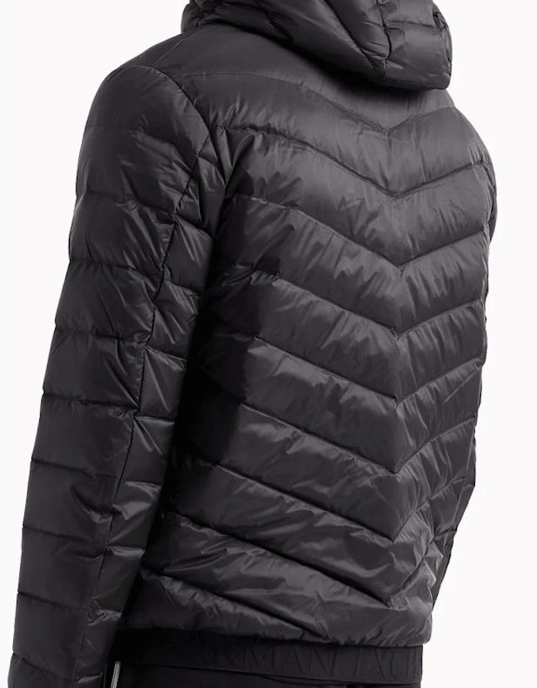 Quilted Milano/New York Logo Black Hooded Jacket