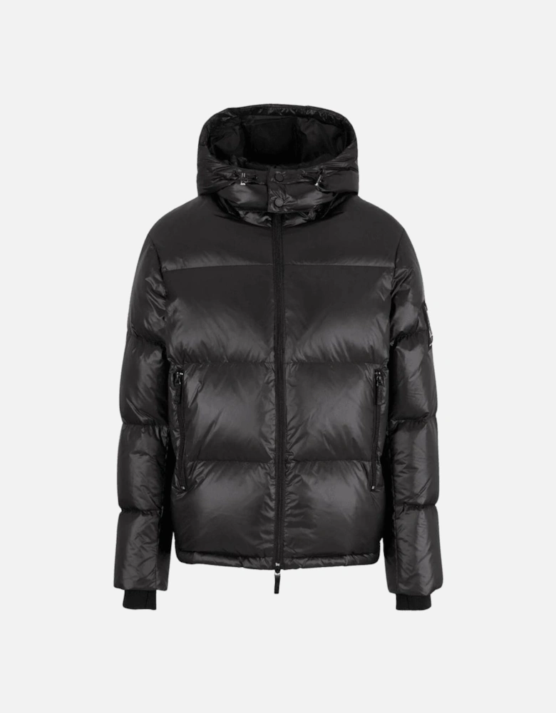 Nylon Shine Effect Black Puffer Jacket