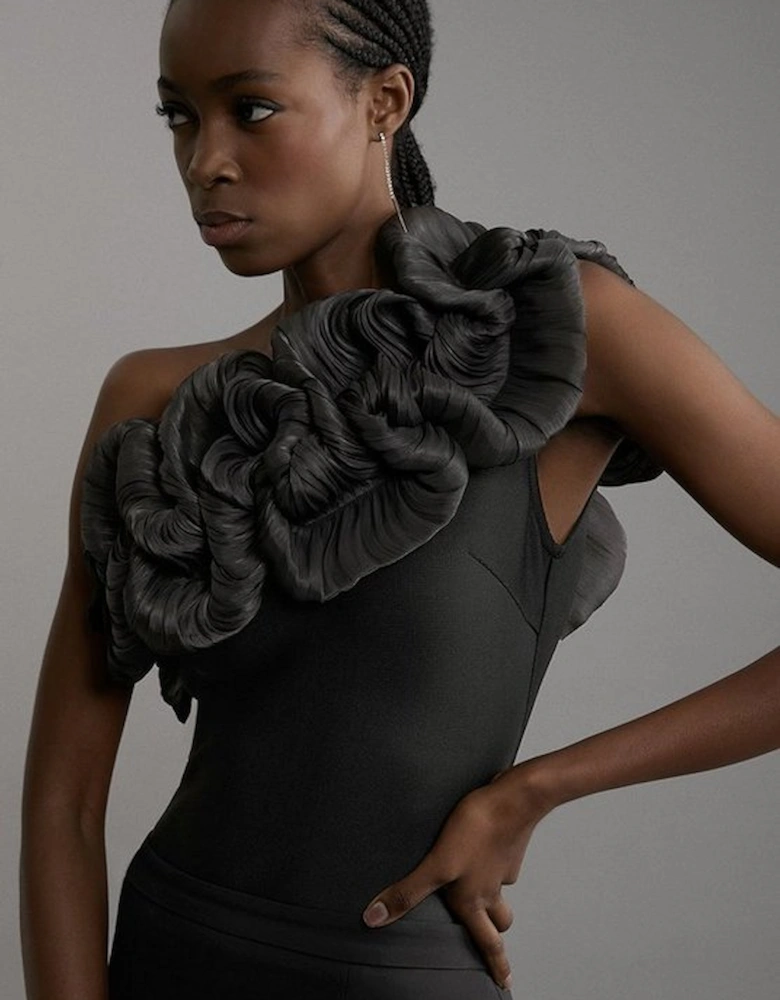 Figure Form Bandage Silk Look Knit Bodysuit