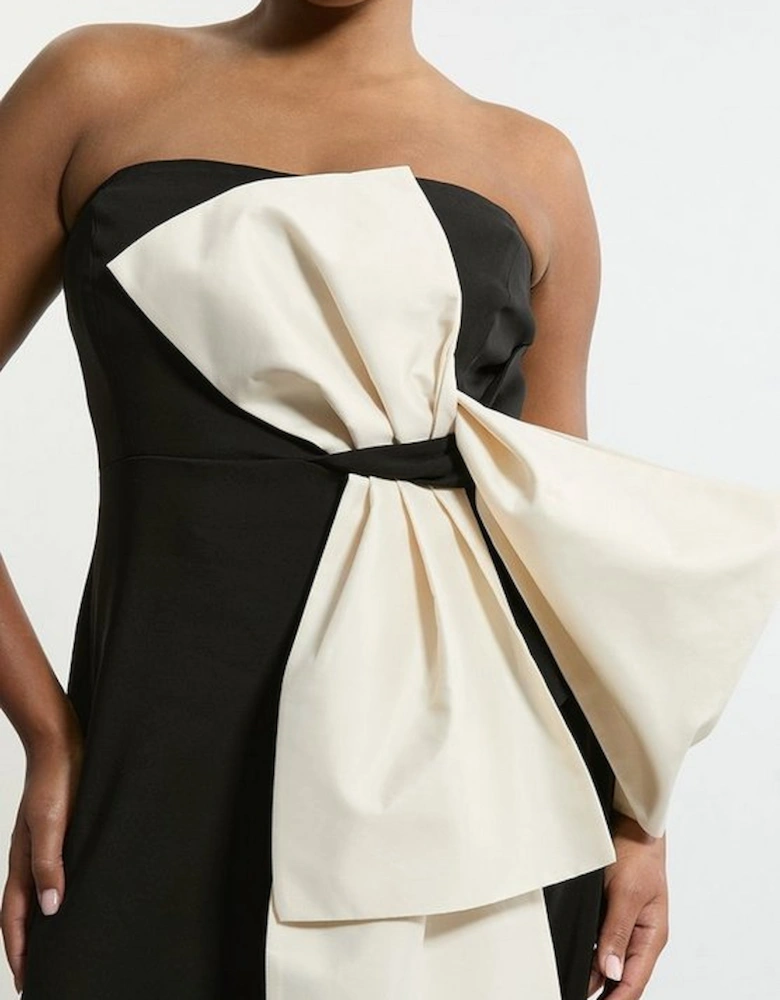 Archive Collection - Plus Size Bow Detail One Shoulder Crepe Woven Midi Dress