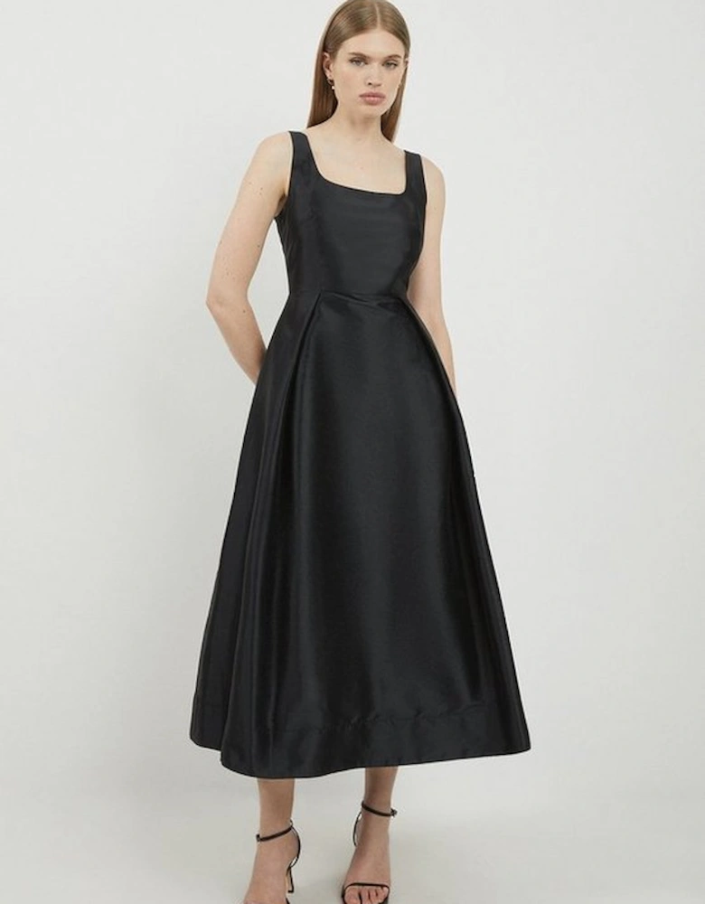 Lydia Millen Petite Taffeta Full Skirt Tailored Midi Dress