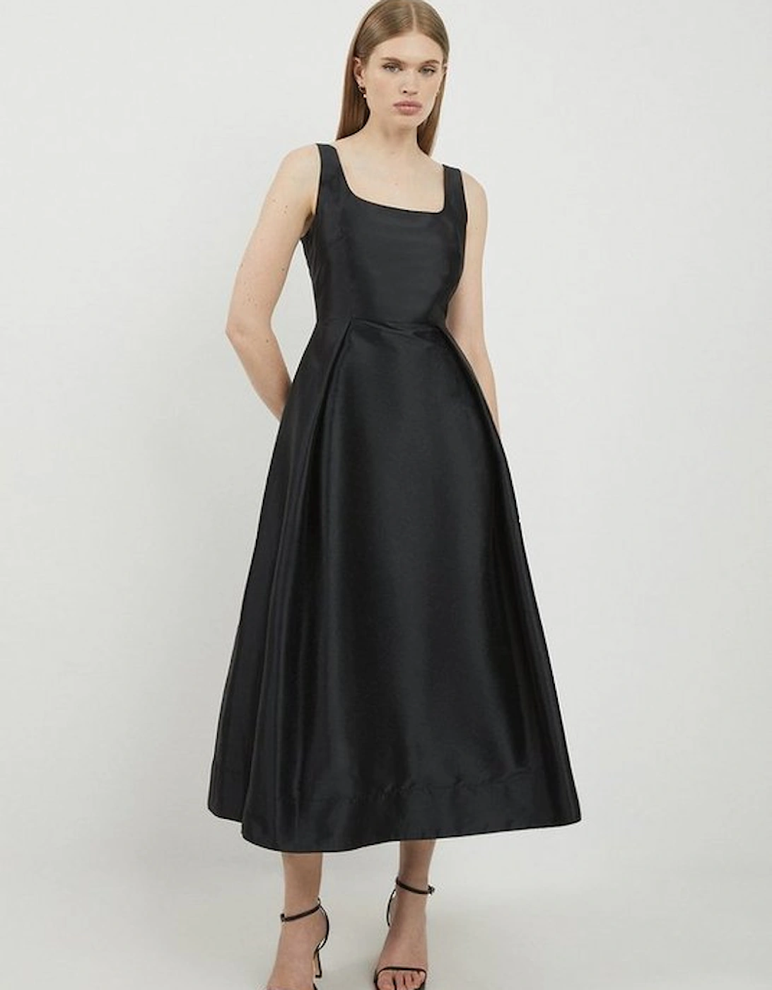 Lydia Millen Petite Taffeta Full Skirt Tailored Midi Dress, 4 of 3