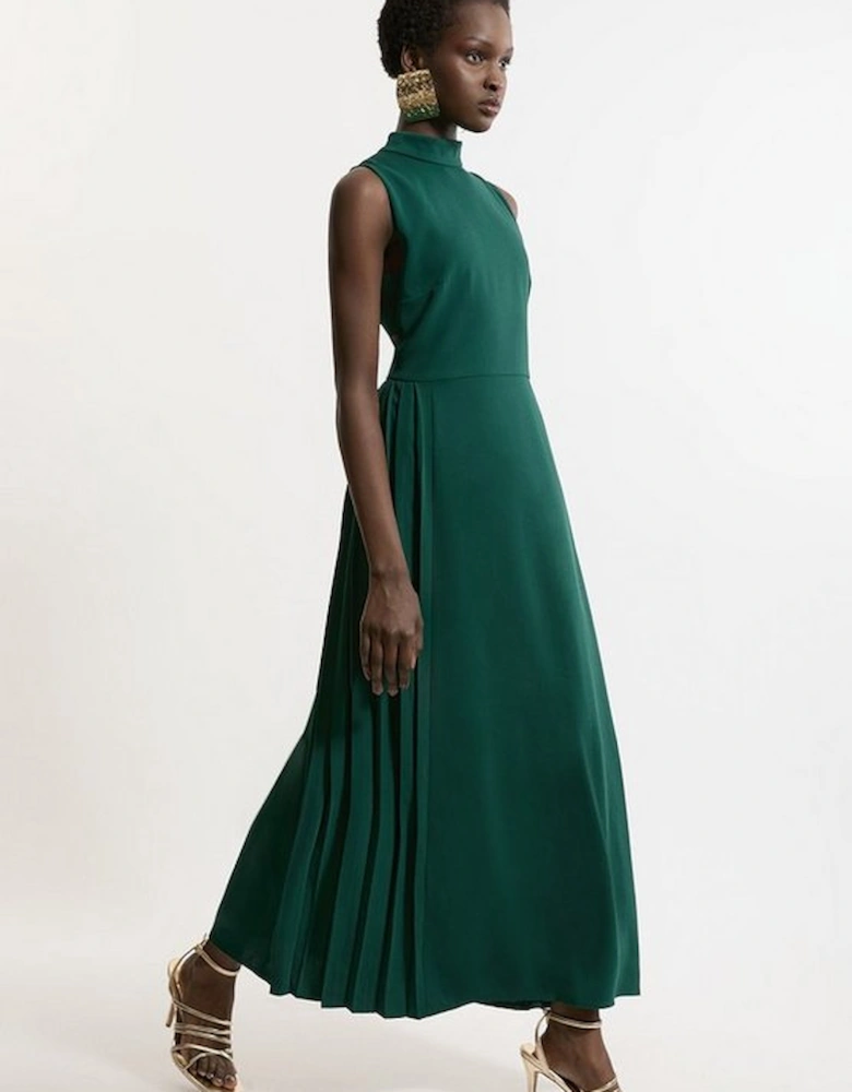 Soft Tailored Pleated Panel Midaxi Dress