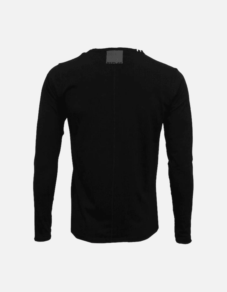 Long-Sleeve Crew-Neck T-Shirt, Black