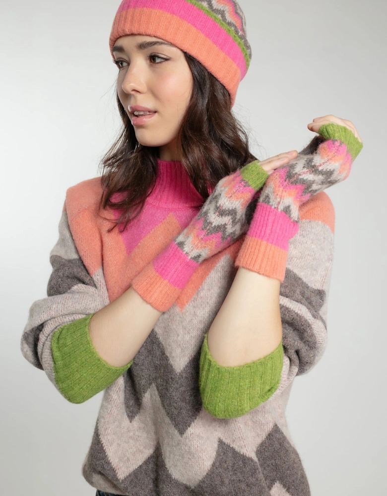 DORA CHEVRON WRIST-WARMER INPINK MIX