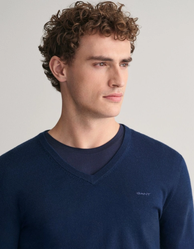 Mens Extrafine Merino Wool V-Neck Jumper