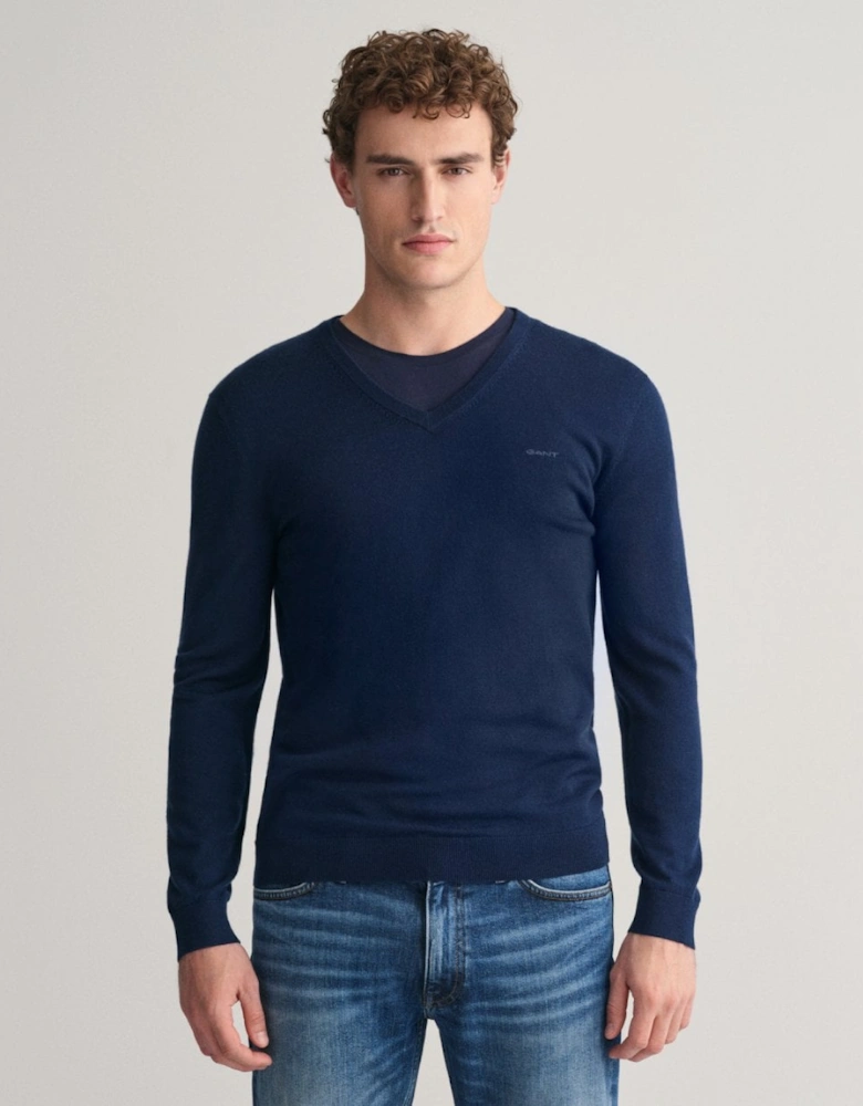 Mens Extrafine Merino Wool V-Neck Jumper