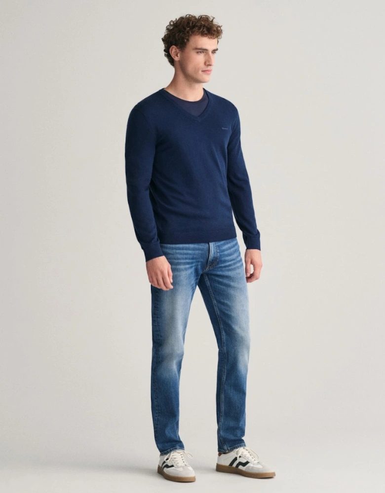 Mens Extrafine Merino Wool V-Neck Jumper