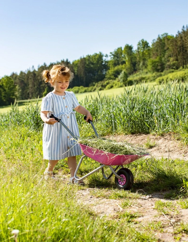 Child's Pink Metal Wheelbarrow