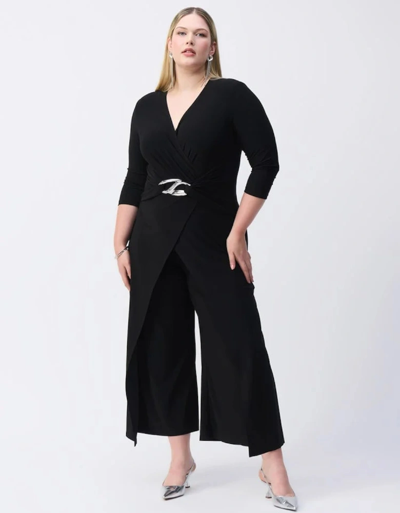 Silky knit wrap jumpsuit