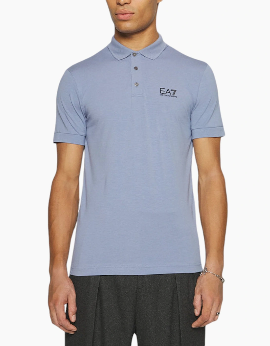 Emporio Armani EA7 8NPF04 PJM6Z Mens Polo T Shirts Jersey Cotton Top Summer Tee - Blue - Size: L