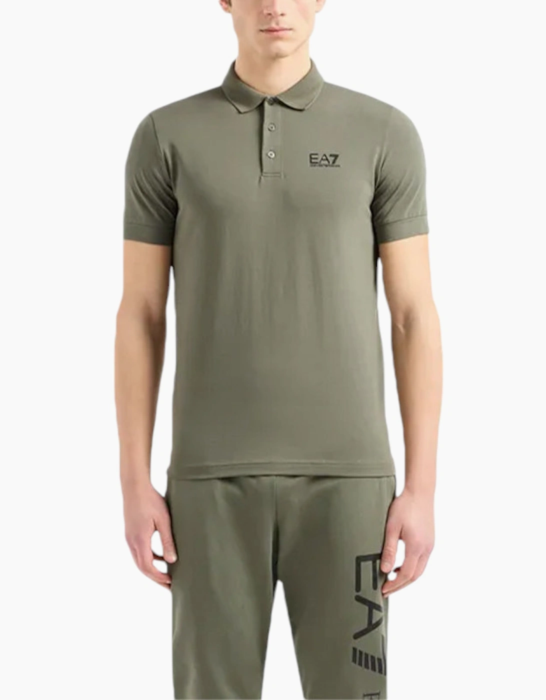 Emporio Armani EA7 8NPF04 PJM6Z Mens Polo T Shirts Jersey Cotton Top Summer Tee - Green - Size: L