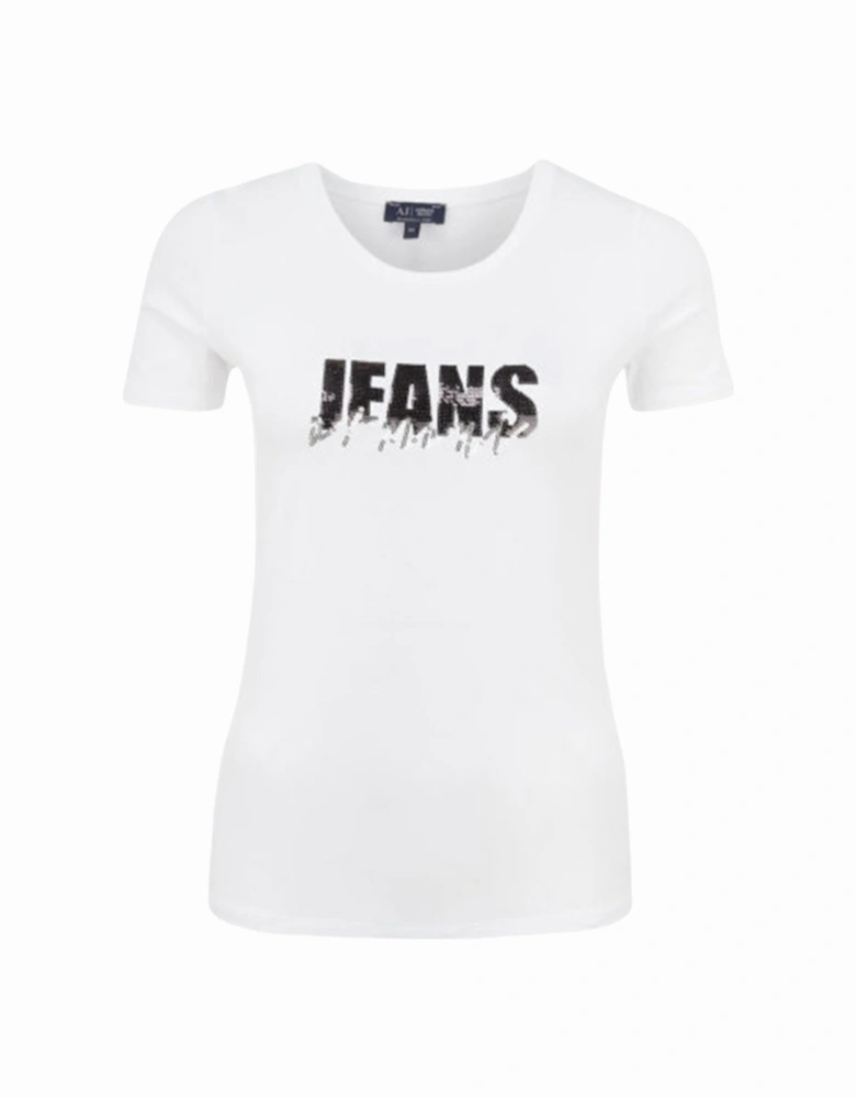 JEANS 6X5T01 5J00Z Womens T Shirt White Casual Crew Neck Short Sleeve Top