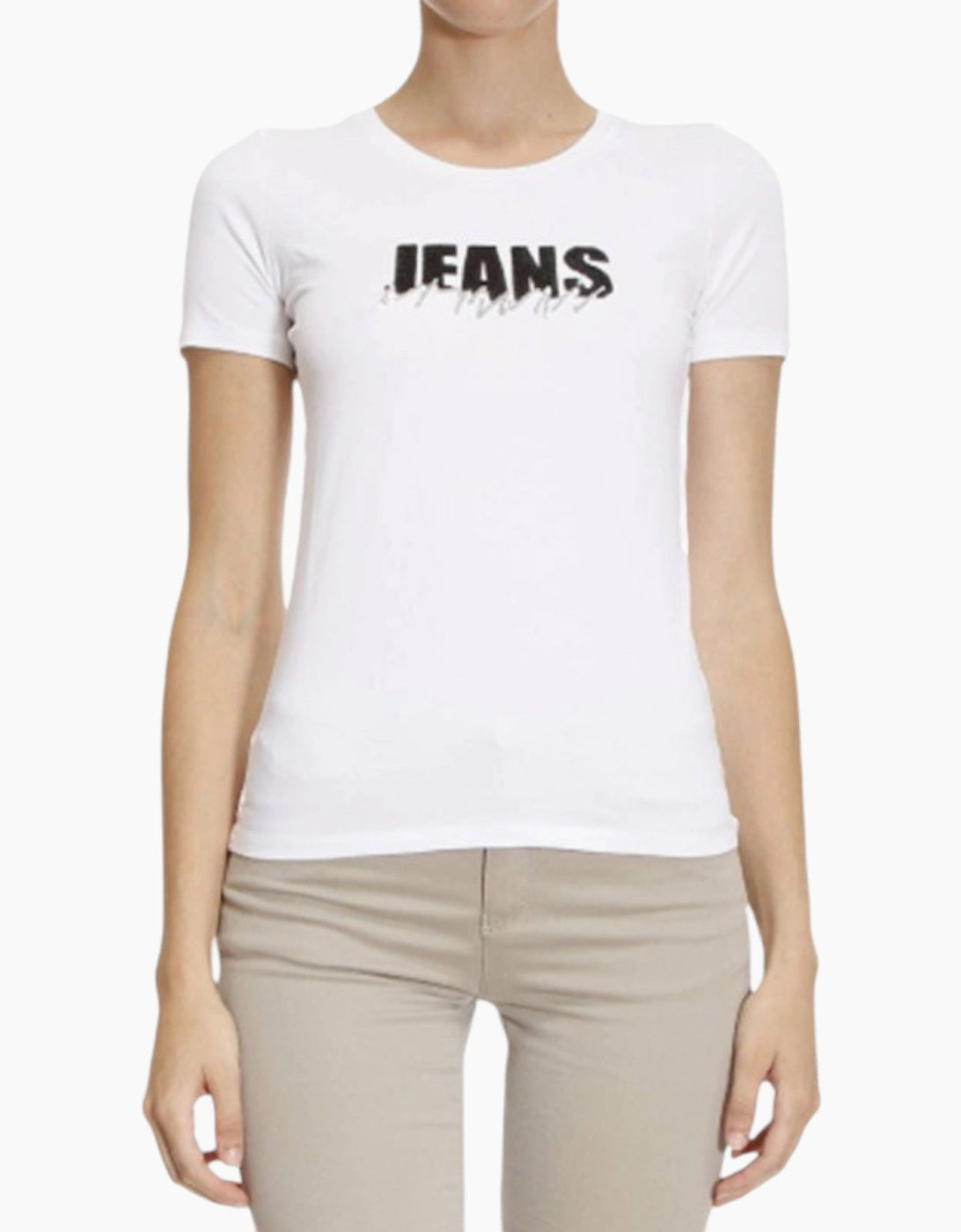 Women's ARMANI JEANS 6X5T01 5J00Z Womens T Shirt White Casual Crew Neck Short Sleeve Top - Size: 12