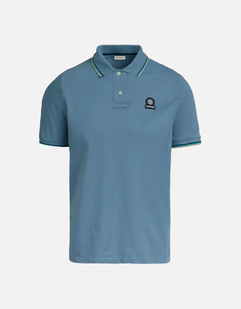 Tipped Badge Pique Polo Shirt Teal